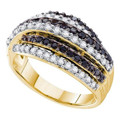 14K Yellow-gold 0.99CTW BLACK DIAMOND FASHION BAND