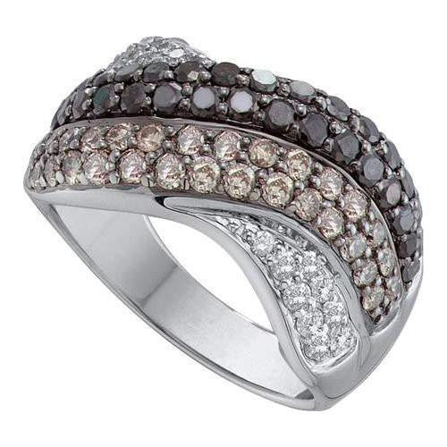 14kt White Gold 1.75ctw  Cognac Diamond Ladies Fashion Band