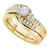 14KT Yellow Gold 0.50CT DIAMOND 0.20CT CENTER ROUND BRIDAL SET