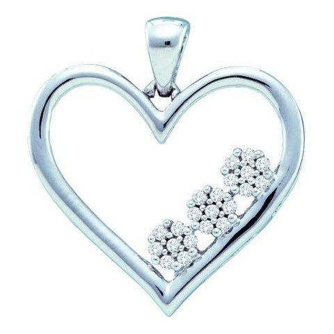 10KT White Gold 0.07CTW DIAMOND  HEART PENDANT