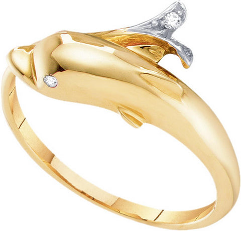 0.03CTW-Diamond DOLPHIN RING