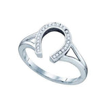 10KT White Gold 0.07CTW DIAMOND HORSE SHOE RING