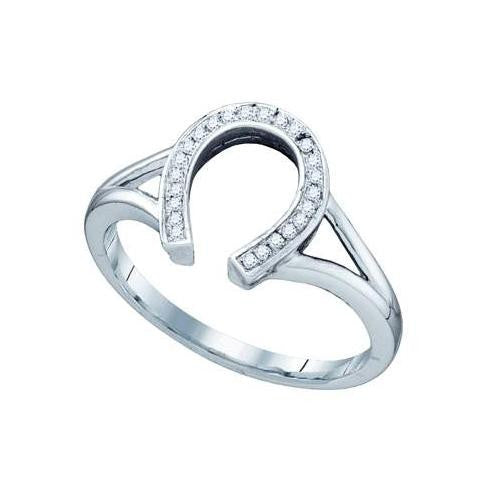 10KT White Gold 0.07CTW DIAMOND HORSE SHOE RING