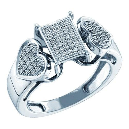10KT White Gold 0.20CTW DIAMOND  MICRO PAVE RING