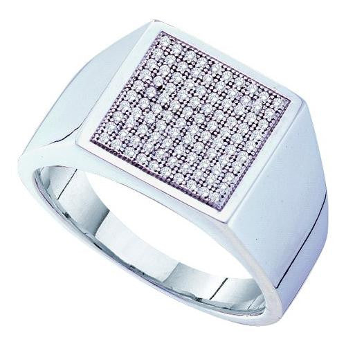 10KT White Gold 0.35CTW DIAMOND  MICRO PAVE MENS RING