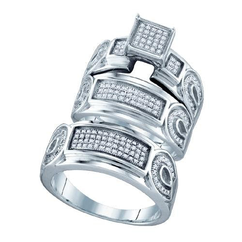 925 Sterling Silver White 0.54CTW DIAMOND  FASHION TRIO SET