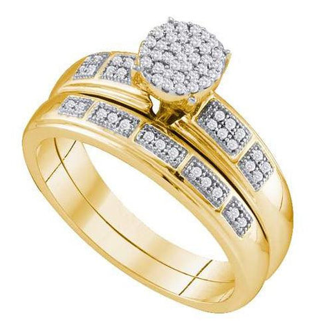 10KT Yellow Gold 0.20CTW DIAMOND MICRO PAVE BRIDAL SET