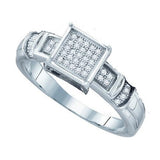 925 Sterling Silver White 0.12CTW DIAMOND  MICRO PAVE RING