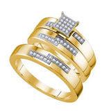 10K Yellow-gold 0.15CT DIAMOND MICRO PAVE TRIO SET
