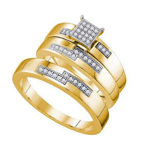 10K Yellow-gold 0.15CT DIAMOND MICRO PAVE TRIO SET