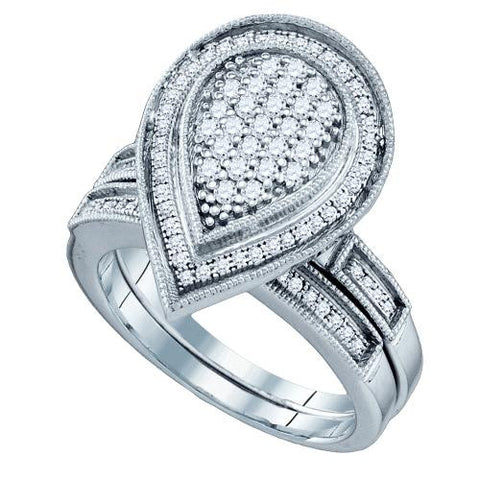 925 Sterling Silver White 0.53CTW DIAMOND  MICRO PAVE BRIDAL RING