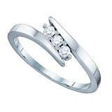 14KT White Gold 0.17CTW DIAMOND  3 STONE BAND