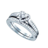 10KT White Gold 0.50CT DIAMOND HEART BRIDAL SET SIZE 6