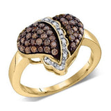 10KT Yellow Gold 0.59CTW DIAMOND MICROPAVE HEART RING
