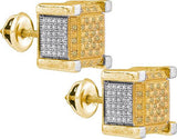 925 Sterling Silver Yellow 0.21CTW DIAMOND MICRO-PAVE EARRINGS