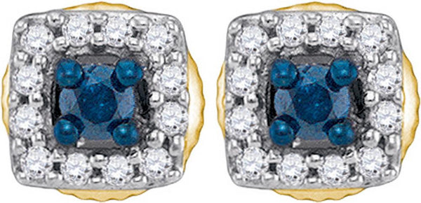 1-4CTW-Diamond MICRO-PAVE BLUE EARRING