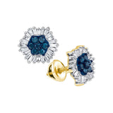 7-8CTW-Diamond MICRO-PAVE BLUE EARRING