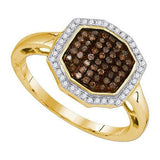 10K Yellow-gold 0.33CTW COGNAC DIAMOND FASHION RING