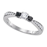 10KT White Gold 0.39CTW BLACK DIAMOND FASHION RING