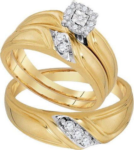 10KT Yellow Gold 0.25CTW DIAMOND FASHION TRIO SET