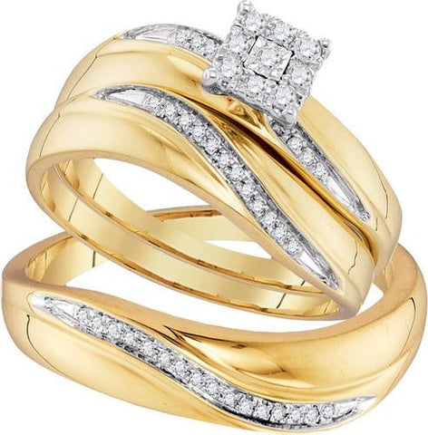 10K Yellow-gold 0.22CTW DIAMOND FASHION TRIO SET