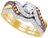 7-8CTW-Diamond 1-3CT-CRD BROWN BRIDAL SET