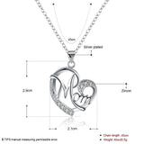 Romantic Hollowed Heart For Mom Shiny Zircon Silver Plated Pendant Necklaces