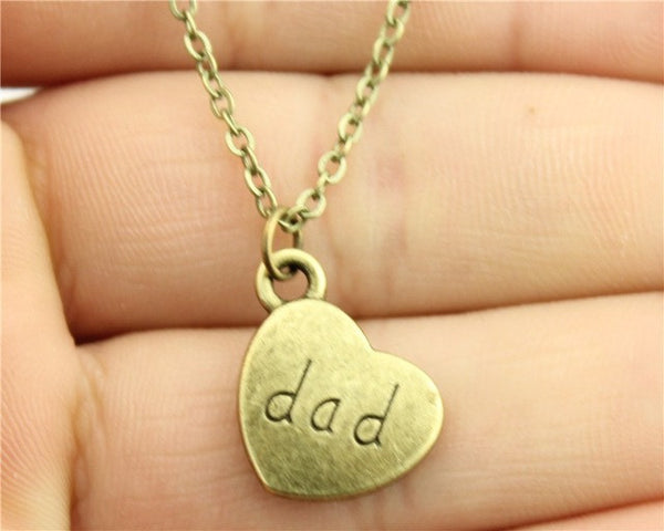 antique bronze, antique silver 15*18mm family members mom, dad, sister, brother, daughter, son heart necklace