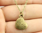 antique bronze, antique silver 15*18mm family members mom, dad, sister, brother, daughter, son heart necklace