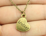 antique bronze, antique silver 15*18mm family members mom, dad, sister, brother, daughter, son heart necklace