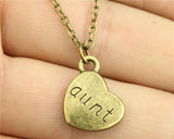 antique bronze, antique silver 15*18mm family members mom, dad, sister, brother, daughter, son heart necklace