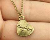 antique bronze, antique silver 15*18mm family members mom, dad, sister, brother, daughter, son heart necklace