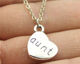 antique bronze, antique silver 15*18mm family members mom, dad, sister, brother, daughter, son heart necklace