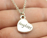 antique bronze, antique silver 15*18mm family members mom, dad, sister, brother, daughter, son heart necklace