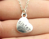antique bronze, antique silver 15*18mm family members mom, dad, sister, brother, daughter, son heart necklace
