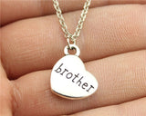 antique bronze, antique silver 15*18mm family members mom, dad, sister, brother, daughter, son heart necklace