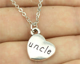 antique bronze, antique silver 15*18mm family members mom, dad, sister, brother, daughter, son heart necklace