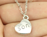 antique bronze, antique silver 15*18mm family members mom, dad, sister, brother, daughter, son heart necklace