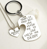 New Fashion Love Mom Heart Daddy Pendant Necklaces,gift for Mother Family Necklace+Keychain Mommy's Girl