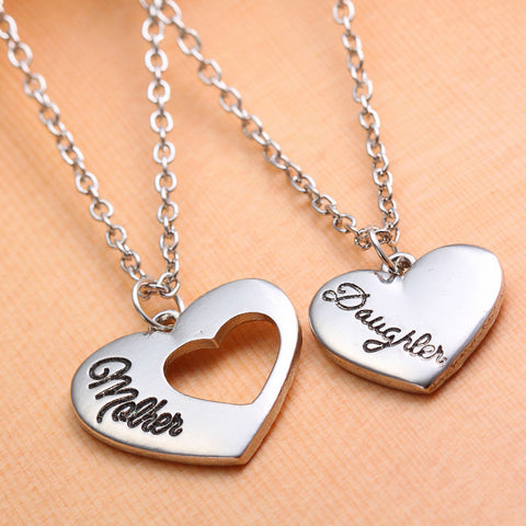 Trendy MOM Necklace Jewelry Mother Daughter Silver Love Heart